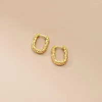 Kolczyki Hoop 18K złota Poszyk Autentyczny 925 Srebrna biżuteria nieregularna tekstura Bump Rucha Huggie Ear-Bone C-M00738