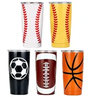 20oz Baseball Tumbler Mugs Softball Basketball Football rostfria Cups Travel Car Beer Cups Vakuumisolerade muggar 0916