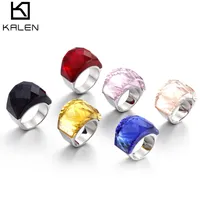 Gioielli di moda Kalen Luxury Bohemia Crystal Women Gold in acciaio inossidabile Anelli di dito in pietra colorato per gioielli da fidanzamento per feste