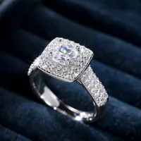 Fashion Luxury Ring Jewelry Micro Pave Cz Circón Anillo de boda de diamantes 925 Silver Promise Band Band Rings para mujeres Joyas de compromiso Amante de joyería SZ6-10