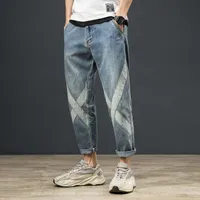 dżinsy prosta marka mody solidny kolor swobodny trend szyi wszechstronny i duży rozciąganie splicing męskie spodnie