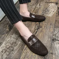 Einfache Modeschleuger M￤nner Schuhe Feste Farbe PU t￤glicher Jugendlosen Casual Speced Toe kleine Lederschuhe ad164