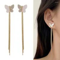 Dangle Earrings & Chandelier Fashion Long Tassel Butterfly Drop Shell Crystal Gold Color Hanging Women Winter Jewelry Girls Party GiftDangle