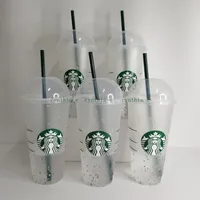 24 oz Starbucks Cubierta de cúpula Rainbow Plástico Vumor reutilizable Pequeño verde potable Pillar de fondo plano Taza de tapa de tapa de tapa de paja Bardian