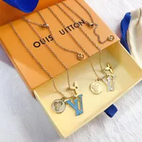 Fashion Womens 18K Gold Plated Stainless Steel Designer Necklaces Choker Chain Letter Pendants Necklace Wedding Jewelry Accessories X257
