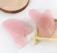Massage Stones Rocks Rose Quartz Pink Jade Guasha Board Natural Stone Scriper Chinese Gua Sha Pad