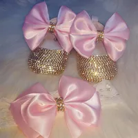 Dollbling Crown Jewelry Personalized Pink Golden Ballerina Baby Girl Newborn Po Birthday 0-6M Crib Shoes Beadband305x