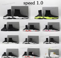 2022 Designer Mens Meias Sapatos Casual Plataforma Mulheres Women Sneakers Speed ​​Runner Trainer 1.0 Lace-up Triple Black White Classic com corrida de renda caminhando