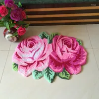 Carpets 3D Pink Rose Carpet For Bathroom Rug Livingroom Kitchen Flower Enter Bath Mats Floor Mat Hallway Anti-slip