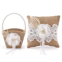 Decorazione della festa Romantic Wedding Flower Girl Basket Bellissimo petalo di pizzo con prove per cuscini ad anello