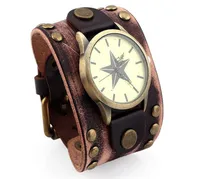 100 Genuine Leather Bracelet Watch Rivet Five Pointed Star Wide Stracelet 52