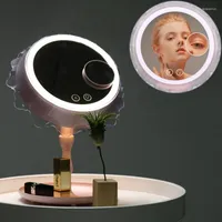 Espejos compactos LED Touch Screen Makeup Light Woman Mirror Vanity 180 Rotación 3x Aumento USB USB Lámpara de mesa interior Noche de decoración