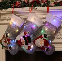 Decorações de Natal Decoração de Christmas Candy meias Grey Natal Tree Pinging Large Christmas-Stock With Lights Kids Natal-Gift Bag 0428