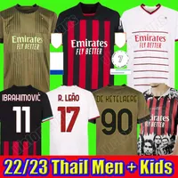 22 22 23 Milan Futbol Formaları Ibrahimovic Milan Futbol Gömlekleri 2022 2023 Tonali Rebic Camiseta De Futbol Italia Theo Brahim R.Leao Lazetic Dördüncü 4.