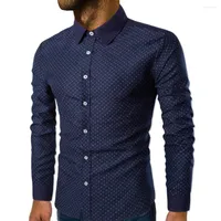 Męskie koszule casual calker men odzież koszula szczupła topy z długim rękawem bluzka obrócona do męskiej wiosennej jesiennej tkaniny