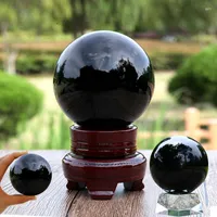 Estatuetas decorativas de obsidiana negra natural Esfera grande cura de cristal cura pedra preciosa 30 mm/40mm/50mm decoração de casa