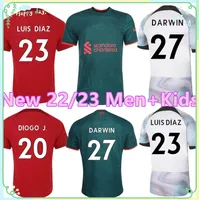 22 23 camisas de futebol em casa 3rd Darwin 2022 2023 Mohamed Diogo Luis Diaz Alexander Arnold Kit de futebol Tops Shirts Men Kids Uniforme