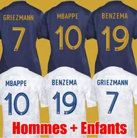 Maillots de football 2022 Wereldbeker voetbal jersey Franse voetbal shirts mbappe griezmann pogba kante maillot voet kit top shirt hommes enfants mannen kinderen set