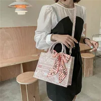 75% Off Shoulder Bags Outlet Online Trend Bags canvas printed hand bow scarf