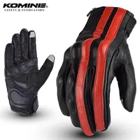 KOMINE Men Motorcycle Gloves Leather Stripe Breathable Biker Gloves Touch Screen Moto Motocross Motorbike Racing Gloves GK-119 220117274L