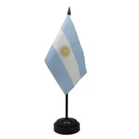 Drapeau de bureau en argentine 14x21cm petit mini-mini-drapeaux de table de bureau argentin avec base de stand pour décoration du bureau à domicile