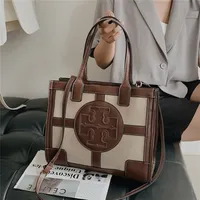 59% Off Evening Bags Factory Online trendy handbags women's canvas with leather color matching shopping Tote Song