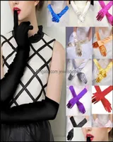 Cinco dedos Guantes de guantes Mittens Scarves Accesorios de moda Sat￩n Long Wom