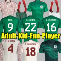 2022 M￩xico Soccer Jersey Long manga de Tailandia Versi￳n del jugador del equipo Nacional Jersey H. Lozano Chicharito F￺tbol Camisas de f￺tbol Men Mujeres Ni￱os 14920