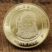 Kunsthandwerk Santa Claus ing Coin Sammlerstück Gold plattiert Souvenirmünze Nordpolkollektion Geschenk Frohe Weihnachten Gedenkmünze Xu 0215
