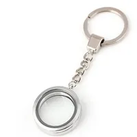 Whole 10pcs lot 30mm Round Silver Plain Locket Keychains Magnetic Glass living Floating Locket Fashion Jewelrys229r
