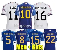 2022 Maglie da calcio della squadra Giappone via Tsubasa di qualità tailandese 10 Minamino Nakajima Kagawa Haraguchi Wakizaka Yoshida 9 Hyuga Esaka Kincaps Football Tops Jersey