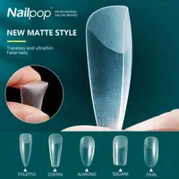 Cheap False Beauty Health ArtFalse Nailpop Fake Press on Coffin Artificial Nails with Design Full Cover Tips Nail Accessories Tool 1...