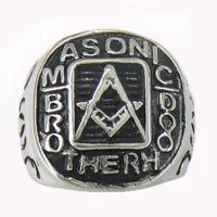 Fanssteel roestvrijstalen heren of Wemens Jewelry Masonary Master Mason Brotherhood Square en Ruler Masonic Ring Gift 11W15279G