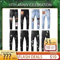 2021 Designers män jeans rippade magra jeans män jeanspants smala motorcykel kausal denim byxor