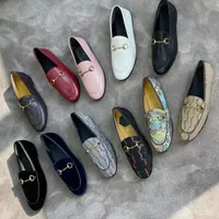 Dress Shoes Mules horsebit loafers 100% leather Men Women Flat Size 34-46 princetown Authentic Cowhide Casual Shoe Round toe Classic Slides Loafers Mens Printed Metal