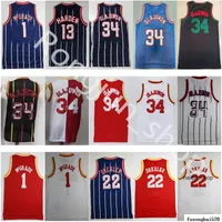 الرجعية الكلاسيكية كلاسيكية كرة السلة قمصان الرجال Hakeem Olajuwon 34 Clyde Drexler 22 Tracy 1 McGrady 13 Harden Jersey Top Quality Red White