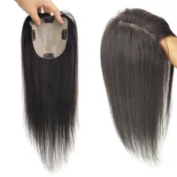 Topper per capelli umani a base di pelle Wholedale con 4 clip in seta Top Virgin European Hair Toupee per donne Capelli fini 6x6inch 15x16cm Diva1
