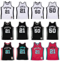 Basketbol Formaları Tim Duncan #21 David Robinson #50 Mitchell Ness Hardwoods Classics Retro Erkekler Kadın Gençlik Gerileme Jersey