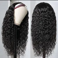 Extensions Full Nicelight Water Wave Glueless Human Curly Headband Wigs Indian Hair Machine Made Wig Fit All Size Head For Black...