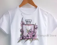 Camas de camisetas masculinas Perfume com flores Desenho de aquarela Tee gráfica lindas camisetas para mulheres Presente sua camisa da blusa