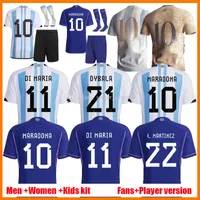 22 23 Argentine Jerseys de football ￉dition comm￩morative Home Away 2022 2023 Men Kits Kits 200th Dybala Football Shirts Aguero Maradona Jersey Camiseta de Futbol