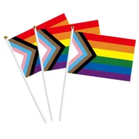 14x21cm Gay Pride Rainbow Stick Flag Transgender Rainbows Lesbian Banner LGBT Rainbow Flags con banner portatile bandiera Th0333