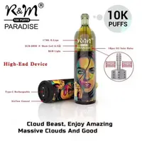 Original RM Paradise 10K Puffs E Cigarett Disponible Vape Pen Sub Ohm Mesh Coil 0.5Ohm Massiva moln Luftflödesreglering Laddningsbart batteri 24 färger 10000 Puff RM