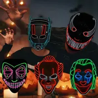 Máscara de face máscara de palhaço de halloween máscara de led máscara máscara de máscara máscara de iluminação de festas de festa de halloween decoração de cosplay dd