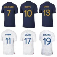 2022 France Soccer Jerseys MBAPPE BENZEMA CAMAVINGA T.HERNANDEZ COMAN SALIBA Mens GRIEZMANN RABIOT NKUNKU DEMBELE GIROUD TCHOUAMENI GUENDOUZI KOUNDE Kids Kit