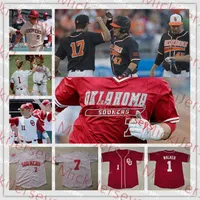 New College Baseball Wear 2022 NCAA Oklahoma Sooners Stitched College Baseball Jersey 36 Tyler Hardman Jersey #4 Brandon Zaragoza #35 Natha