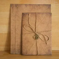 Geschenkverpackung 1Set H￼llkurve Brief Stationery Student Office School Vorr￤te Retro Kraft Papier Jute Seil Europ￤ische Segen Anh￤nger HolidayGiftgi