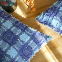 Poduszka futro dekoracyjna kraciastka sofa pluszowa poduszka dekoracja salonu nordyckie luksusowe uścisk