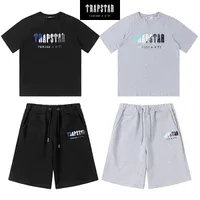 Trapstar London T Shirt Göğüs Mavi-Beyaz Renkli Havlu Nakış Erkek Gömlek ve Şort Yüksek Kaliteli Sokak Sokak Gömlekleri İngiliz Moda Marka Takımları Trapstars