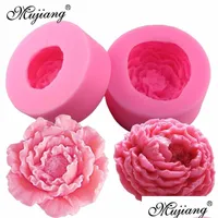 Ljus 3D Sile Candle Molds Peony Flower Clay Soap Mold Fondant Chocolate Cake Baking Mods Decorating Tools Drop Delivery 2021 H Soif DHPGN